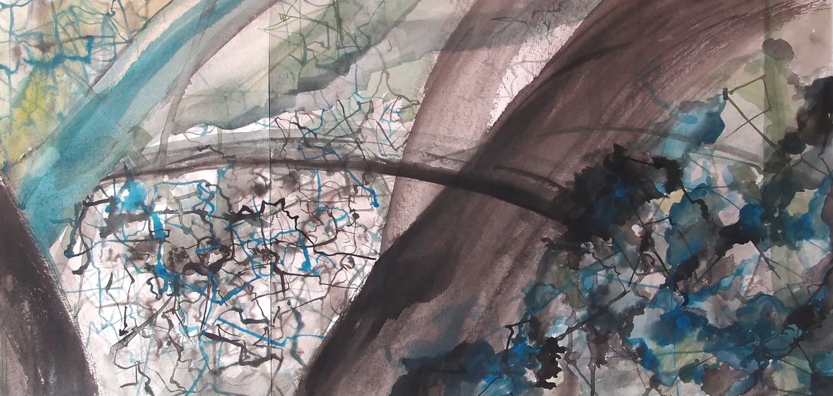 Connection III, Acrylic ink on paper 310g/m², 33 x 68.5 cm, 2024 — from the "Connection" series