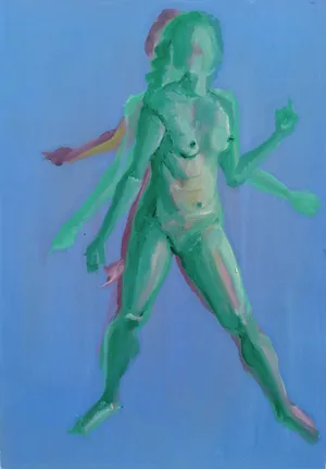 Dance 12, Oil and Acrylic on paper, 29.7 x 21 cm, 2024 — from the "Dance (Hani-mation)" series