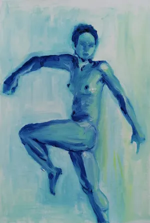Dance 13, Oil and Acrylic on paper, 29.7 x 21 cm, 2024 — from the "Dance (Hani-mation)" series