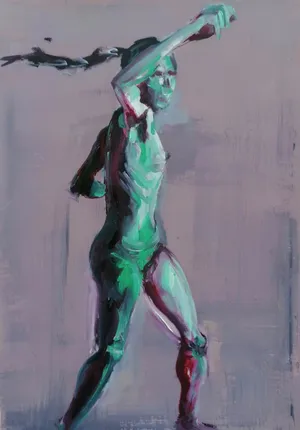 Dance 16, Oil and Acrylic on paper, 29.7 x 21 cm, 2024 — from the "Dance (Hani-mation)" series
