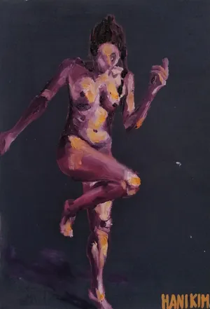 Dance 2, Oil and Acrylic on paper, 29.7 x 21 cm, 2024 — from the "Dance (Hani-mation)" series