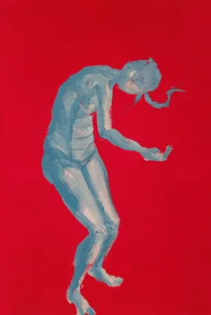 Dance 8, Oil and Acrylic on paper, 29.7 x 21 cm, 2024 — from the "Dance (Hani-mation)" series