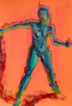 Dance 9, Oil and Acrylic on paper, 29.7 x 21 cm, 2024 — from the "Dance (Hani-mation)" series