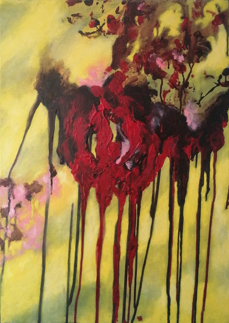"So monstrous a principle is far more dangerous than any single interference with liberty; there is no violation of liberty which it would not justify.", Oil & oil stick, acrylic on canvas, 70 x 50 cm, 2026 — from the "After Liberty" series