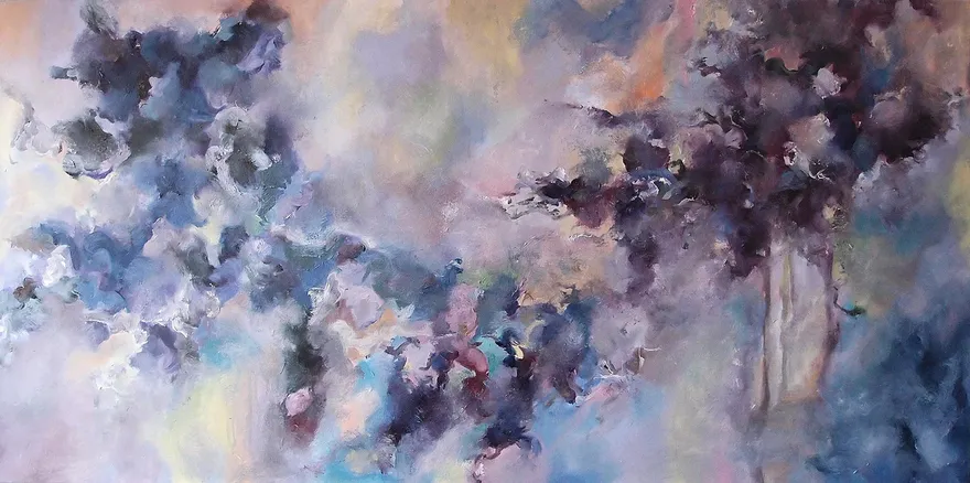 The Misty Heaven I, Oil on canvas, 50 x 100 cm, 2024 — from the "The Misty Heaven" series